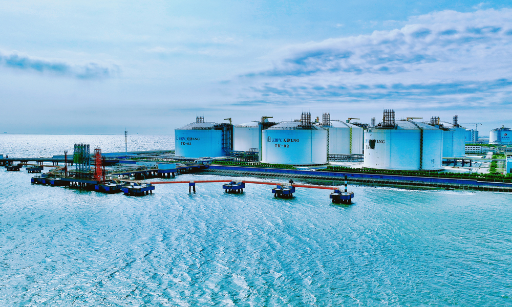 中國石化天然氣分公司天津LNG接收站二期項目建設現場。